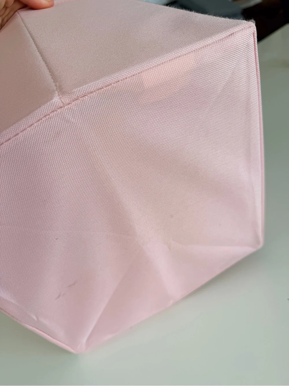 Square collapsing 11” Pink Storage Tote with Gold Grommet - set of THREE
